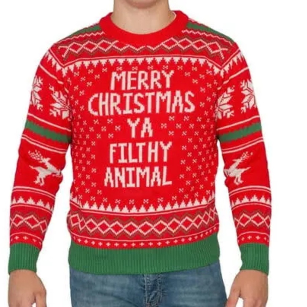 Unisex home alone sweater merry Christmas you filthy animals size medium
